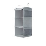 BrilliantJo Hanging Storage with 3 Shelves Wardrobe Closet Organiser, Storage Shelves Unit with 4 Pockets for Clothes Bag Shoes - Grey(30 x 30 x 60cm)