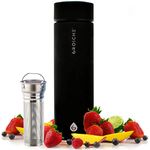 GROSCHE Chicago Soft Touch (Black) Fruit Infuser Water Bottle Double Walled Tea Infuser Bottle Vacuum Insulated Stainless Steel Water Bottle Vacuum Flask 450 ml/ 15.2 fl. Oz Extra Long Tea Infuser