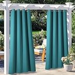 NICETOWN 2 Panels Peacock Teal Outdoor Curtains for Patio Waterproof 108" Long, Triple Weave Rustproof Grommet Thermal Insulated Privacy Room Darkening for Gazebo/Pergola, W52 x L108