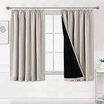 BellaHills 100% Blackout Curtains for Bedroom Thermal Insulated Curtains & Drapes Blackout Curtains Pencil Pleat Curtains for Living Room with Black Liner 2 Panels, 66 x 54 Inch, Pumice Stone