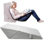 Bed Wedge Pillow for Sleeping, Adjustable Folding Incline Cushion for Reading in Bed, Back or Knee Support, Top Class Memory Foam Triangle Wedge Pillows with Machine Washable Velvet Cover