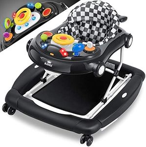 KIDIZ® Babywalker 4 en 1 Poussette pour bébé avec fonction balançoire à roulettes, lumière, musique, centre de jeu Table à manger pour bébé pliable à partir de 6 mois