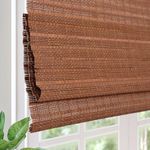 Comzone Blinds Cordless Blackout Bamboo Roman Shades, Easy Installation Natural Woven Wood Shades, Great Privacy Lined Bamboo Blinds for Windows, Coconut Shell