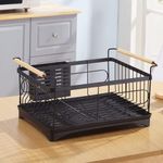 Viviendo Dish Drying Rack with Handles, Black