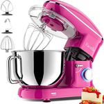 Facelle Kitchen Stand Mixer,660W 6-Speed Tilt-Head mixers kitchen electric stand mixer with 6.5QT Stainless Steel Bowl,Dough Hook,Flat Beater,Whisk,Splash Guard for Baking,Cakes,Cookie(Purple Pink)