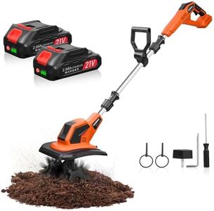 Yofidra 21V Cordless Tiller Cultivator, Electric Garden Tiller, Battery Powered Tiller for Gardening, 350RPM Tilling 9in Width and 6.3in Depth Garden Rototiller for Lawn/Gardening/Soil Cultivation