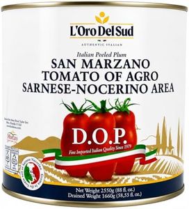 D.O.P San Marzano Tomatoes canned of Agro Sarnese-Nocerino Area, Net Wt. 2550g (88 fl. oz) L'Oro Del Sud Pomodoro San Marzano dell’Agro Sarnese-Nocerino D.O.P, Product of Italy, Drained Wt.1660g (58.55 fl. oz)