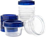 PLASTICPRO Deli Containers Clear bottom With blue Top Twist on Lids Reusable, Stackable, Food Storage Freezer Container (6, 4 OUNCE)