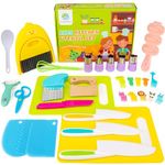 FUNGYAND 22 Piece Kids Cooking Set - Montessori Kitchen Tools with Safe Knives, Cutting Board, Cleaning Accessories and More Kitchen Accessories - Perfect Cooking Fun for Toddlers