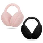 KLEBREIS 2 Pcs Ear Muffs Winter Women, Foldable Big Ear Muffs Winter Warm Plush Earmuffs Suitable for Skiing Outdoor