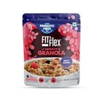 Fit & Flex Baked Crunchy Happy Berries Granola | Oat Rich Cereal With High Protein And Fibre | Ready To Eat Healthy Granola For Breakfast | As Seen on Shark Tank India | 275 g