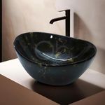 OBCO Ceramic Counter Top Wash Basin | Vessel Sink | Table top sink | Bathroom Sink | Kitchen sink | Over count sink For Bathroom | 15 X 14 X 7 inch| Glossy Finish (OB-151)