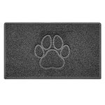 Nicoman Paw Embossed Shape Door Mat Dirt-Trapper Washable Barrier Doormat-Dark Grey (Watertight Rubber-Back)-Medium (75x44cm)