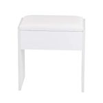 Dressing Table Stool, Padded Bench Wooden Makeup Seat Piano Stool, White, 40 x 23.5 x 43 cm