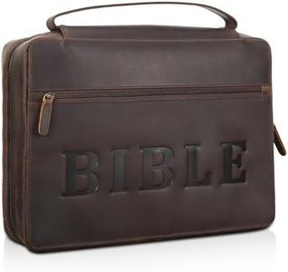 Polare Full Grain Leather Bible Cover Church Bag Large Letter Bible Bag Carrying Book Protective Case Holder, Gifts for Men and Women