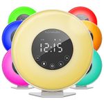 hOmeLabs Sunrise Alarm Clock - Digital LED Clock with 6 Colour Switch and FM Radio for Bedrooms - with Nature Sounds Sunset Simulation Touch Control - With Snooze Function