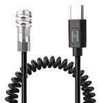 KOERTACOO BMPCC 4K/6K Trigger Coiled Power Cable for Blackmagic Pocket Cinema Camera 4K/6k,USB C Type-C PD Male Connector to Weipu SF61B/S2 2-pin Self-Locking Connector with Power Indicator.