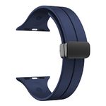 Meyaar Compatible with Apple Watch Straps 49mm 45mm 44mm 42mm for Women Men, Soft Silicone Magnetic Buckle Sport Bands for iWatch Series 9 8 7 6 5 SE/SE2 4 3 2 1 Ultra/Ultra 2 (Blue)