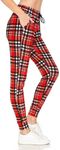 Leggings Depot Women's Popular Print High Waist Premium Jogger Track Pants(S-3X) BAT1, Lovely Plaid, Medium