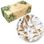 Premium 500 Biodegradable Bamboo Cotton Swabs | Compostable Wooden Ear Sticks | Zero Waste Disposable Products | Plastic Free Makeup Swab | Safety Organic Buds for Eye Cleaning | Eco Friendly Utensils