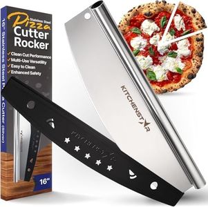 16" Pizza Cutter Rocker by KitchenStar - Razor Sharp Stainless Steel Slicer Knife with Blade Cover, Large + Dishwasher Safe - Premium Pizza Oven Accessories