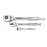 GEARWRENCH 3 Piece 1/4", 3/8” and 1/2" Drive 90-Tooth Quick Release Teardrop Ratchet Set | 81310T