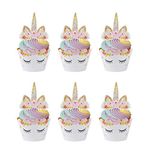 Cupcake Toppers Eyelash Cupcake Wrappers Unicorn Cupcake Wraps Liner Baking Cup for Kids Girls Birthday Themed Party Baby Shower 24 Sets