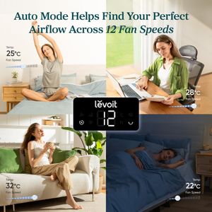LEVOIT Silent Tower Fan – 20dB, 26ft/s, DC Motor, Remote, 12 Speeds, 90° Oscillation
