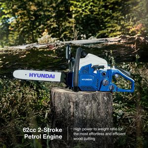 Hyundai 62cc Petrol Chainsaw, 20-Inch Bar – Powerful Garden Tool