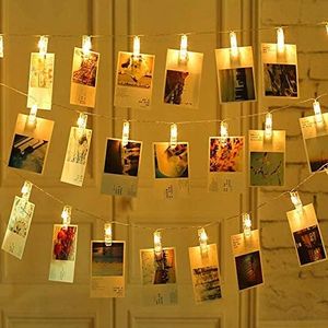 EZONEDEAL Photo Clips String Light for Hanging Photos, Cards, Artwork and Pictures, Fairy Lights with Clips - Dorm Bedroom Wall Decor Wedding Decorations - Twinkle Lights (1.5m - 10LED, Warm White)