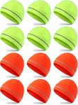 Handepo Reflective Knit Beanies Safety High Visibility Hats Warm Winter Reflective Hat Cold Weather Construction Cap for Men Running Work(Fluorescent Yellow, Fluorescent Orange, 12 Pcs)