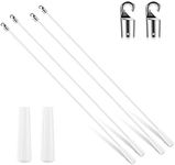 Bokon 4 Pcs Blinds Wand Replacement with Hook and Handle White Fiberglass Long Vertica Blind Wand for Windows Curtain Door Shades Opener Accessory (24 Inch)