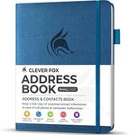 Clever Fox Address Book with alphabetic tabs - PU Leather Telephone and Address Book for Keeping Contacts Safe, Contact Organizer Journal, Small Size (4.0″ x 5.5″), Hardcover, Mystic Blue