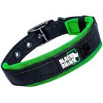 Black Rhino, The Comfort Collar, Dog Collar for All Breeds, Ultra Soft Neoprene Padded Collar, Sturdy, Adjustable, Reflective - Weather Resistant, Extra Large, Green/Black