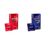 Durex Thin Feel Condoms - Pack of 12 & Extended Pleasure Condoms - Pack of 12