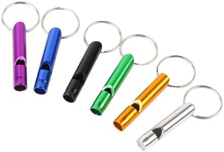 MIDELONG 6 pcs Emergency Whistle with Key Chain, Aluminum Extra Loud Safety Survival Whistle Keychain for Outdoor Sports Camping Hiking Boating Hunting, 6 Colors