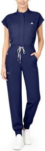 Meidiero Women’s Scrub Jumpsuit, Half-Zip Jogger Nursing Uniform