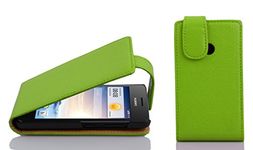 Cadorabo Case Compatible with Huawei Ascend G330 in Apple Green - Flip Style Case Made of Structured Faux Leather - Wallet Etui Cover Pouch PU Leather Flip