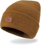 Levi's Unisex Classic Warm Winter Knit Cap Fleece Lined for Men and Women Beanie Hat, Tan Solid, One Size UK
