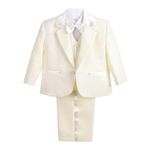 Lito Angels Baby Boy Formal Suit, 5 Pieces Set Wedding Christening Baptism Outfit (Blazer, Shirt, Waistcoat, Trousers, Bow Tie) Age 0-3 Months (Tag Number 3M), Ivory