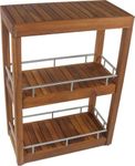 AquaTeak Patented Sula Rectangle Three Tier Teak & Stainless Bath Stand