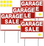 Garage Sale Signs with Stake 17" x 13" Double Sided Sale Signs with Arrow Stickers Yard Sale Signs with Stake, Garage Moving Sale Signs with Metal Stakes, Weather-proof (4 Packs)