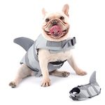 Hifrenchies Dog Life Jacket Shark Swimming Vest Dog Safety Swimsuit Floatation Life Vest for French Bulldog/Pug(L,Shark)