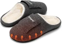 Dr.Warm Heated Slippers for Women Men, 5000mAh Rechargeable Battery Heating Shoes with Anti-Skid Rubber Sole, Thermal Electric Fuzzy Slippers Foot Warmer for Cold Winter/Grey XL