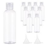 10 Pack Plastic Travel Bottles Set, Clear 100ml/3.4 oz Leak Proof Refillable Squeeze Bottles Flip Cap Empty Bottles with Funnels Labels for Shampoo Conditioner Lotion