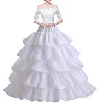 Wohnvoraus Women's Petticoat 4 Hoops 5 Ruffles Underskirt Ball Gown Crinoline Half-Slip for Wedding Bridal Dress White