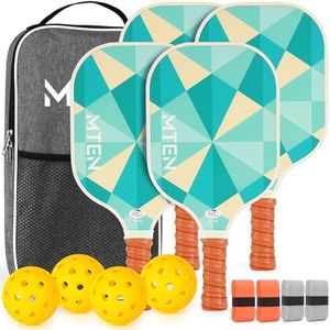 Pickleball Paddles Set of 4, Pickleball Paddles USAPA Approved, Pickleball Racket Fiberglass Surface, 4 Outdoor Balls, 1 Bag, 4 Grip Tapes, Pickle Ball for Men & Women Beginner