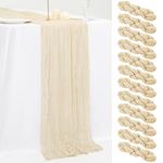 12 Pack Ivory Cheesecloth Table Runner 35 x 120 inches Boho Gauze Table Runner Vintage Cheesecloth Runners for Wedding Bridal Baby Shower Birthday Party Cake Table Arbor Decorations