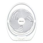 Bajaj Pygmy Go 178 mm Mini Fan with LED Lighting| Rechargeable Fan| USB Charging Fan| 4-hours Battery Backup| 3 Fan Speed| 2-Light Brightness Setting| High Speed Table Fan| White Portable Fan