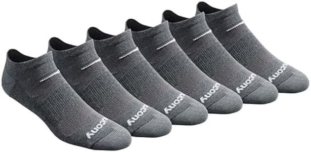 Saucony Men s Multi-Pack Mesh Ventilating Comfort Fit Performance No-Show Running Socks, Charcoal Heather (6 Pairs), X-Large UK